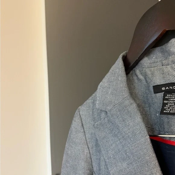Sandro size 6 Great condition linen/cotton blend Women's Blazer in Light denim - Picture 12 of 15